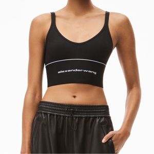 Alexander Wang logo elastic bra in ribbed jersey